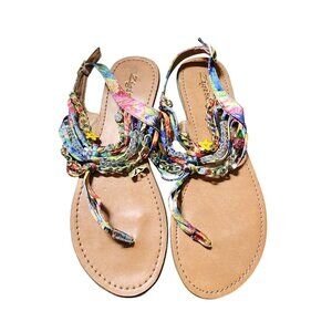 Zigi Soho Multi-Color Beaded Chain Wrap Thong Sandals – Size 7-7.5